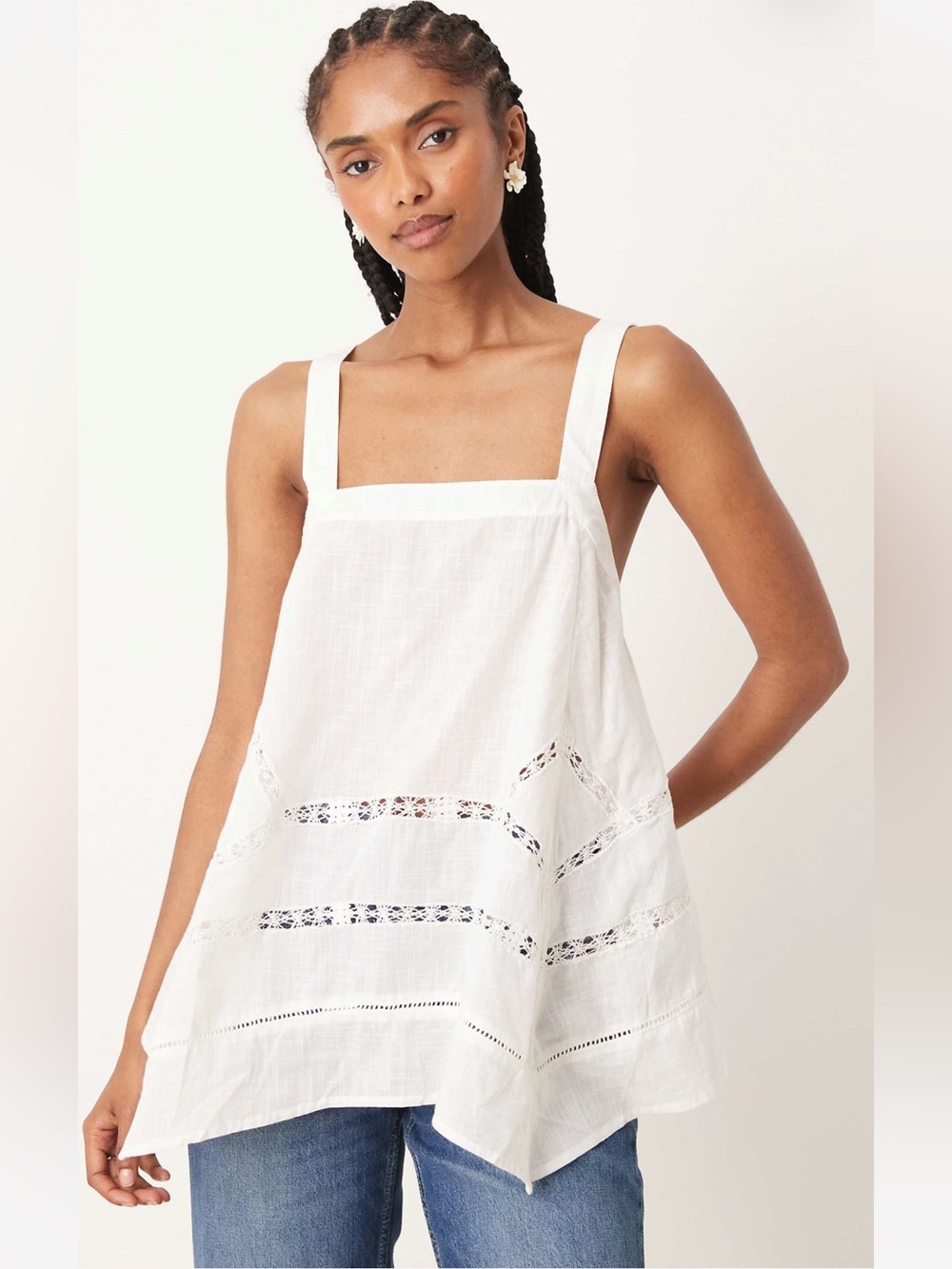 Free People Charlotte Broderie Cami Tunic Top Ivory Size XS NWT